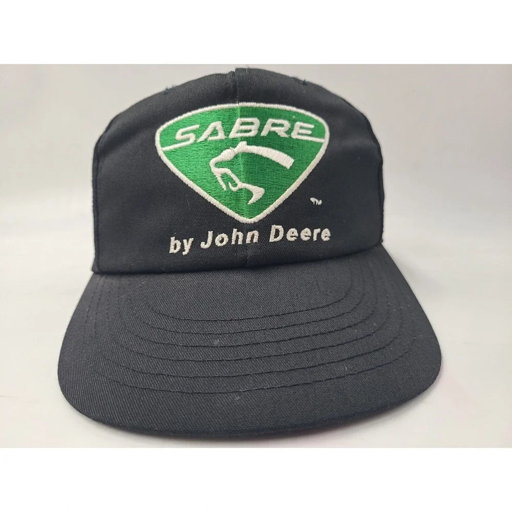 Vintage John Deere Sabre Cut Loose Snapback Hat Cap Lawn Tractor Mower Men Black
